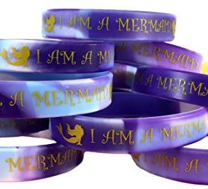 Mermaid Party Favors Fun "I Am A Mermaid" Wristbands for Mermaid Themed Parties - Pack of 12