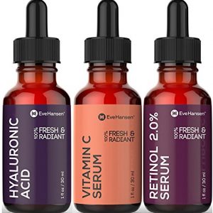 Anti Aging Skin Care Set by Eve Hansen  Hyaluronic, Retinol, Vit C Serums - 3 X 1 oz