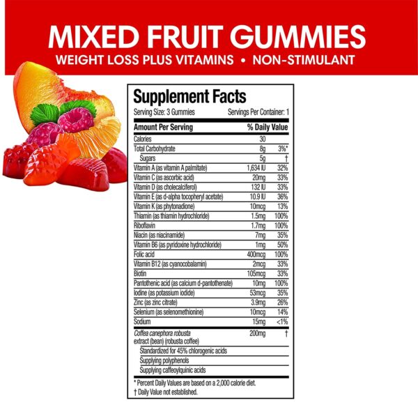 Hydroxycut Non-Stimulant Weight Loss Mixed Fruit, Gummies - 90 count